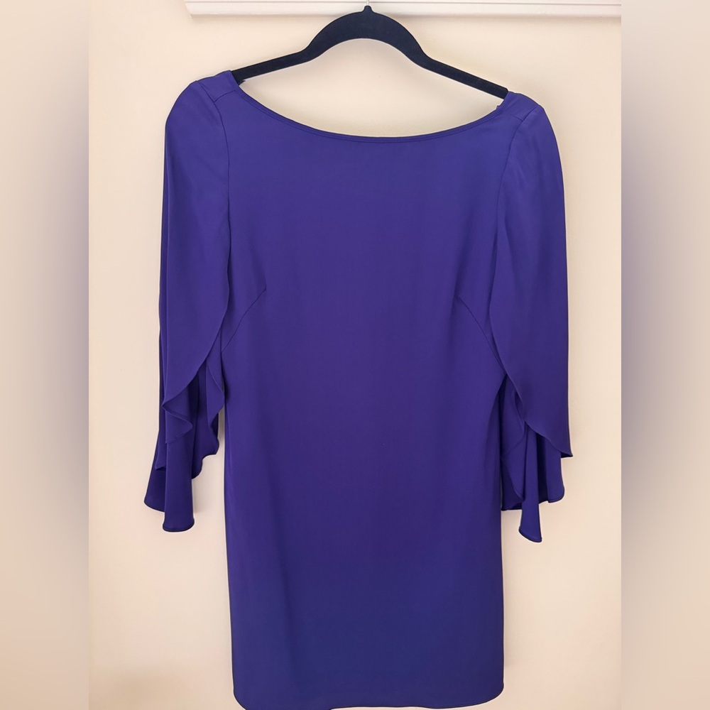 Milly Silk Purple cocktail Dress with Flared Sleeves